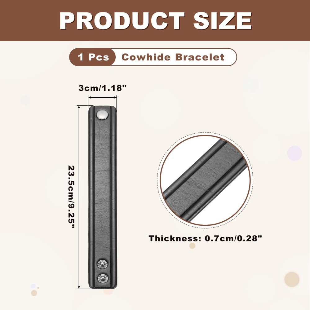 Plain Leather Bracelets Buckle Bangle,Black Retro Stamping Bracelets