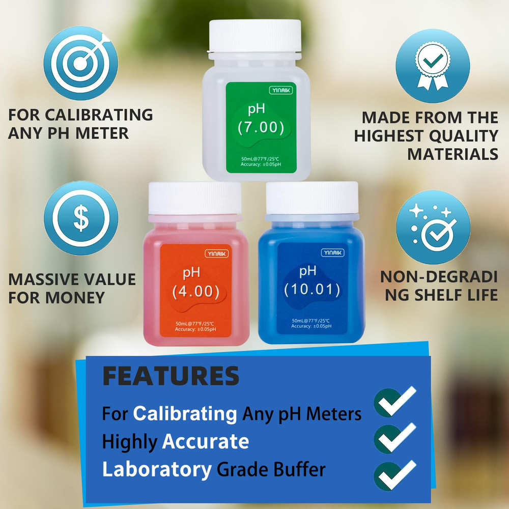 pH Meter Calibration Solution Kit(4.007.00&10.01) with pH Electrode S...