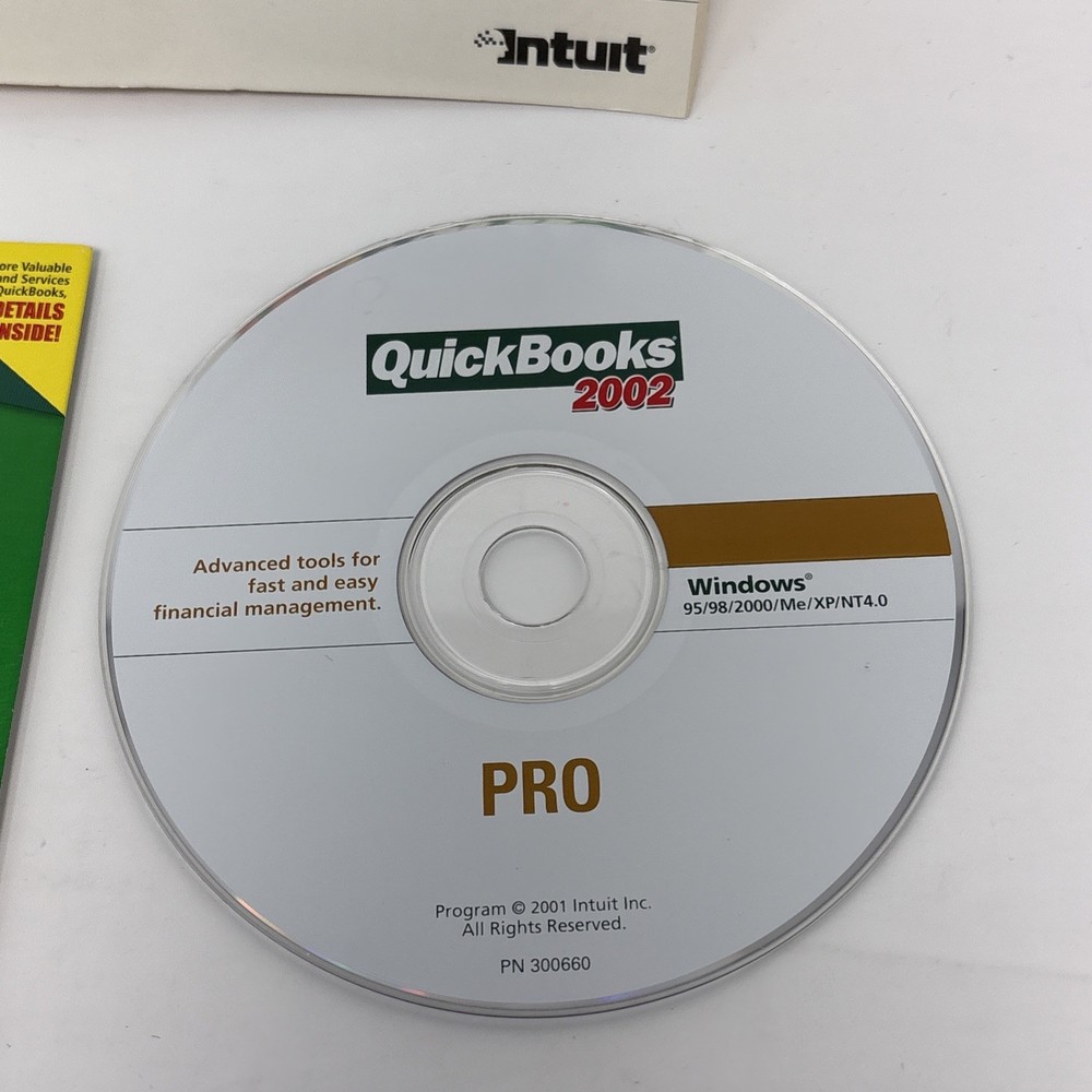 2002 QuickBooks Pro for Small Business Intuit Software Complete W/code
