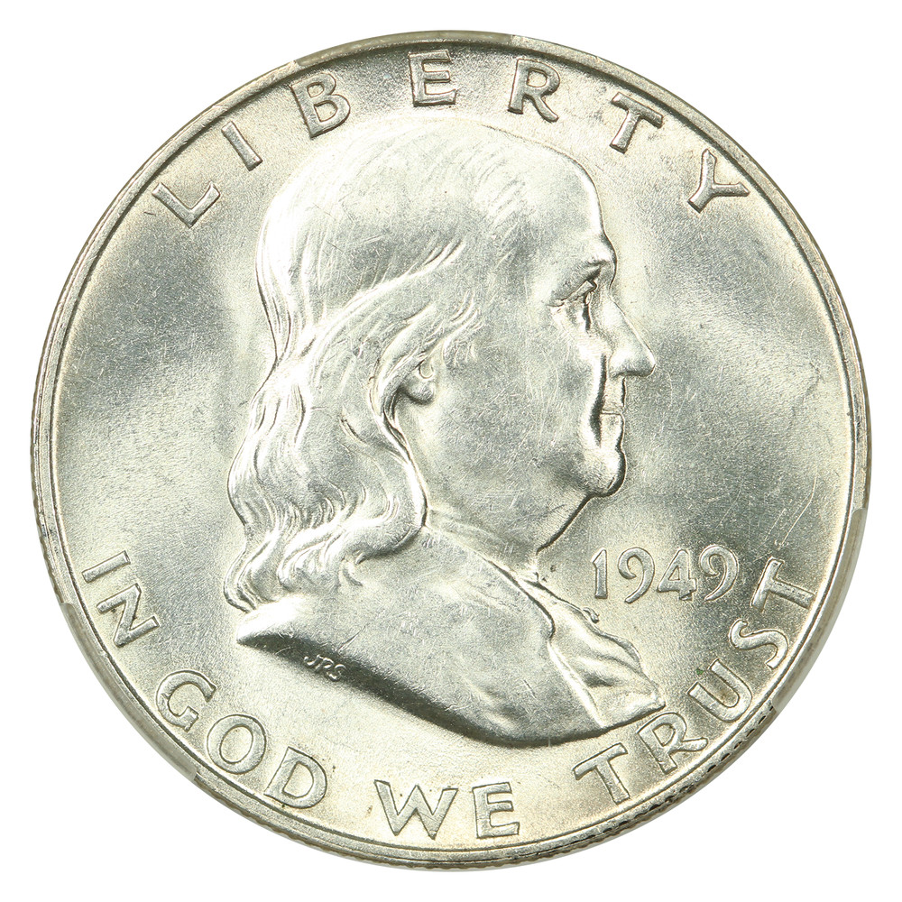 1949-D 50C CACG AU58 - Franklin Half Dollar