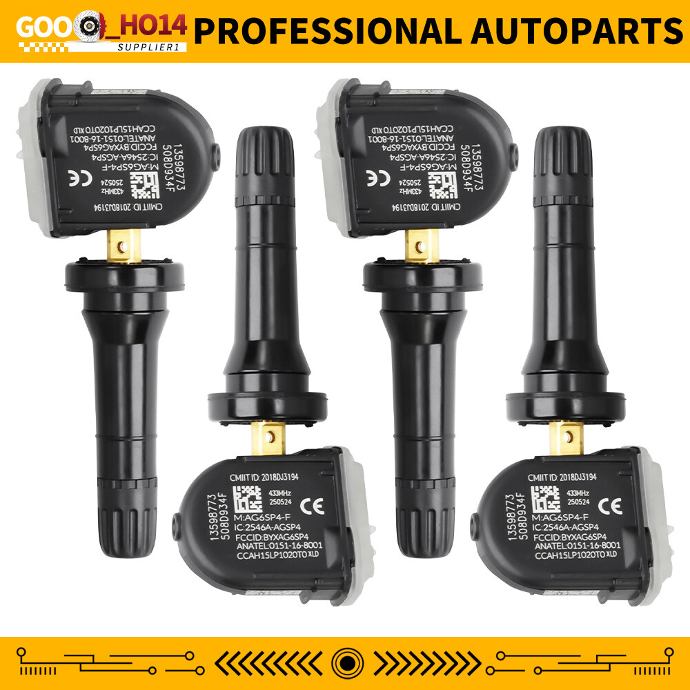 Set of 4 Tire Pressure Sensors TPMS 433MHz 13598773 For Buick Chevy Cadillac GMC