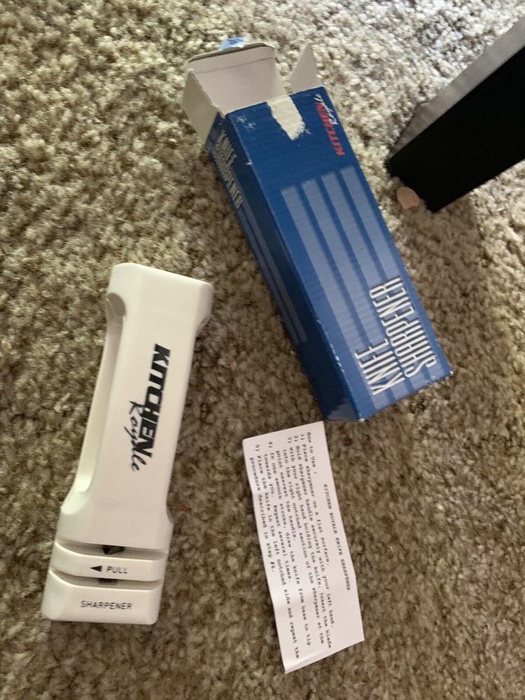 Kitchen Royal Small White Knife Sharpener In Box w/ Instructions