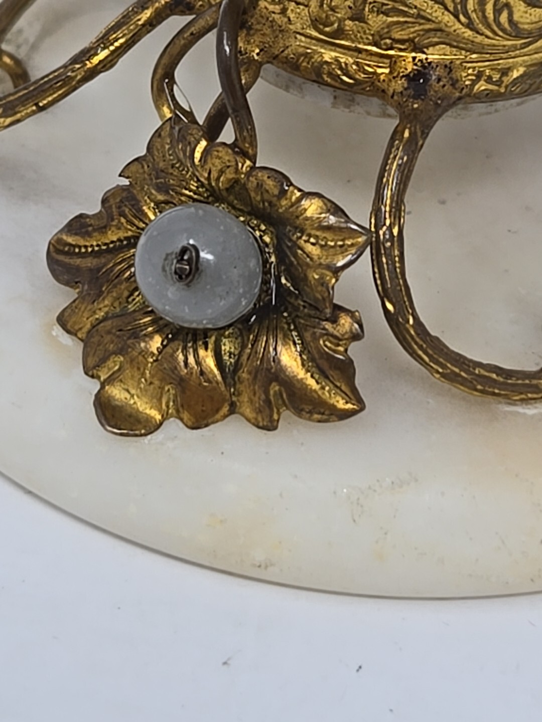 19th Century Marble, Porcelain & Brass French Made Inkwell