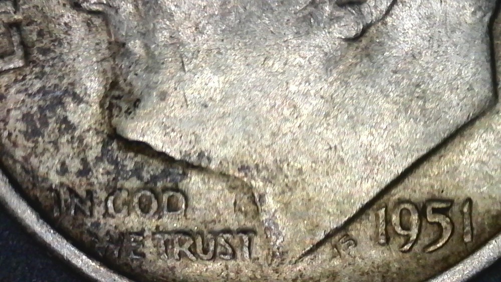 1951S Roosevelt Dime Mis Struck S Over Mintmark (OMM) Errors