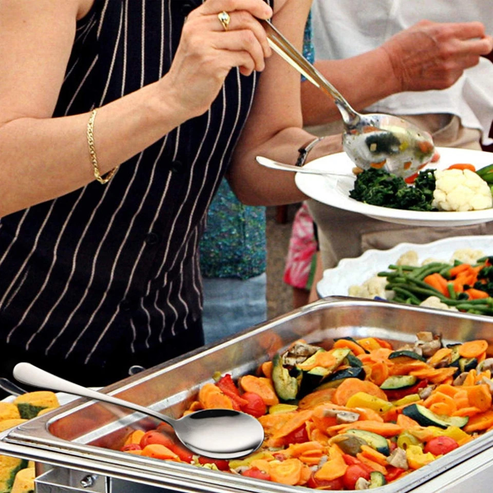 4-Piece Serving Spoon Set - Includes 2 Serving Spoons and 2 Slotted Spoons, Larg