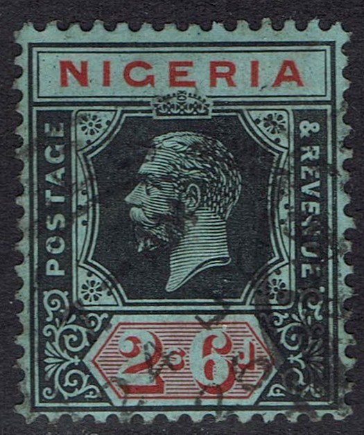 NIGERIA 1921 KGV 2/6 DIE II WMK MULTI SCRIPT CA USED