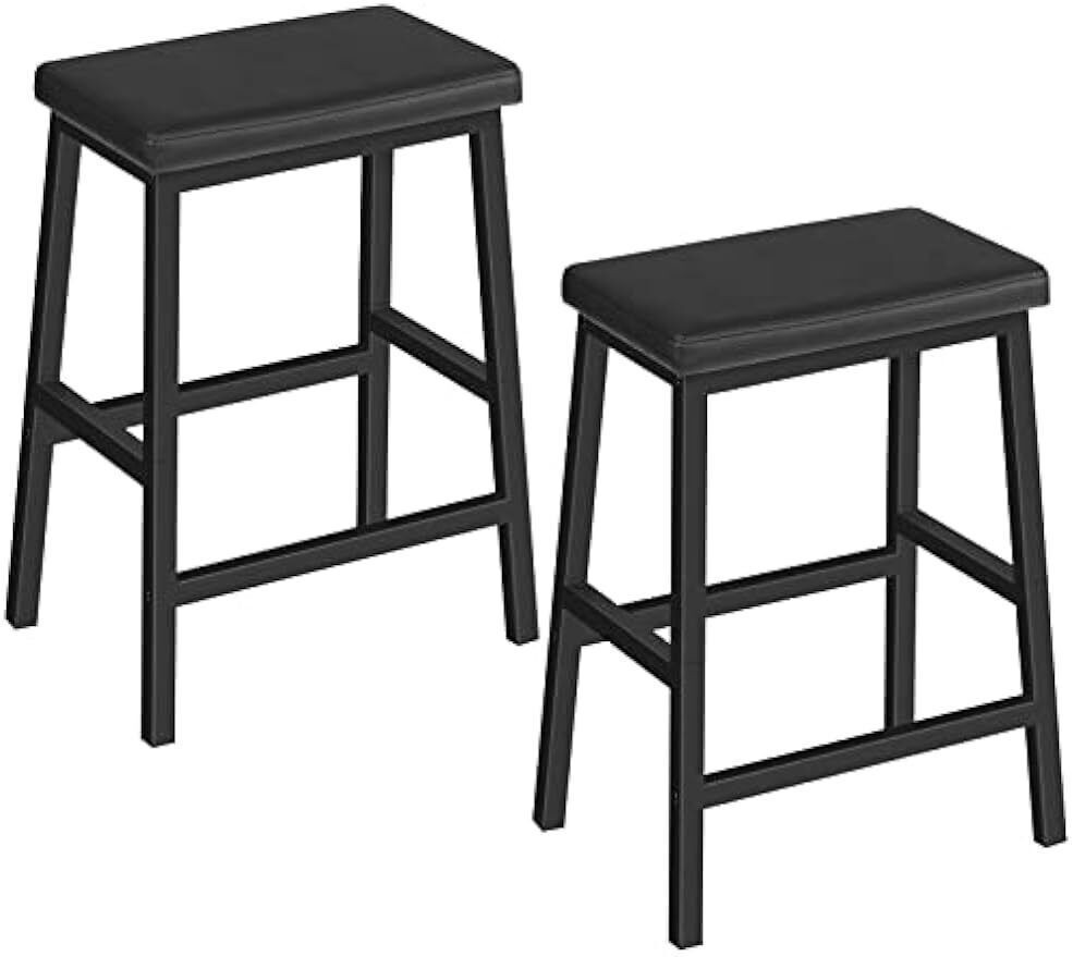 Modern Bar Breakfast Stools PU Leather Upholstered Kitchen Dining Room 2 Sets US