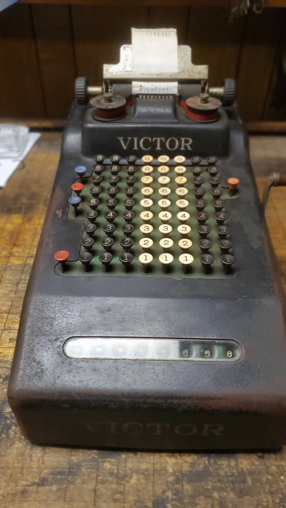 Antique Victor Adding Machine With Subtraction And Repeat.