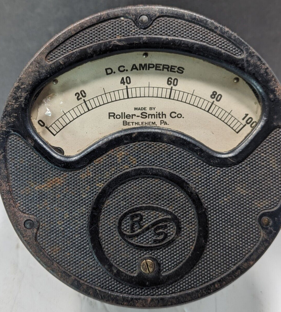 Roller Smith DC Amperes Meter USA Untested Steampunk Style