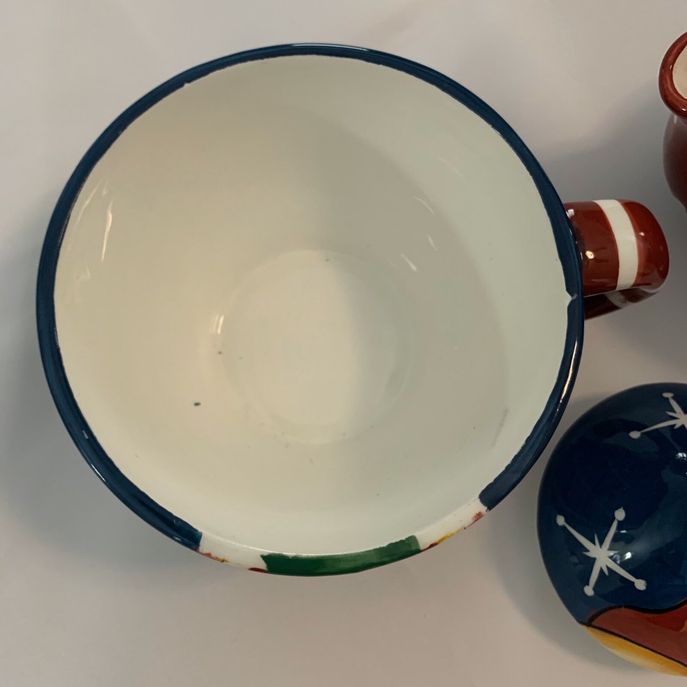 Christmas Santa Ceramic Teapot By Ganz Stackable 3 piece