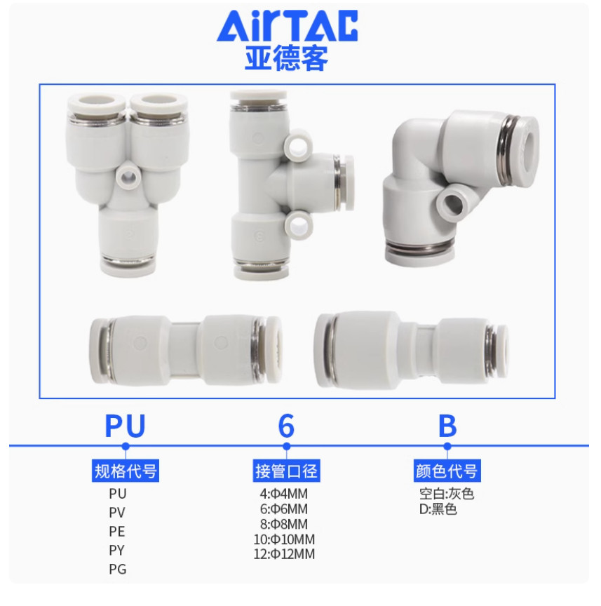 10PC NEW AirTac Pneumatic quick coupling PE4 #LL