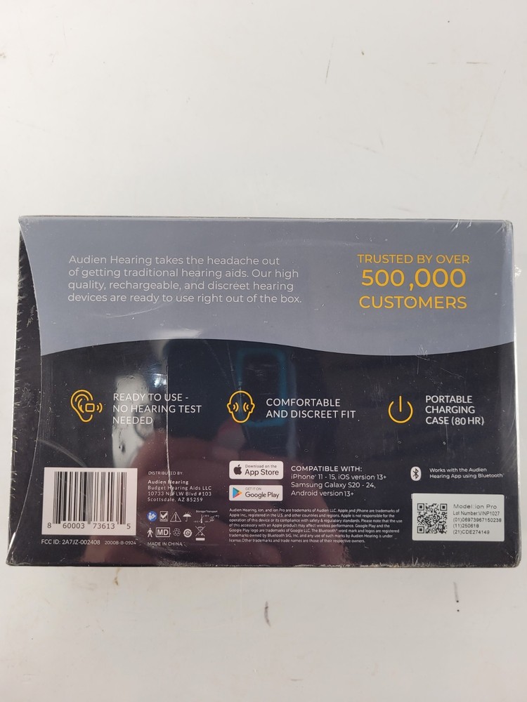 Audien Hearing ion Pro Rechargeable Bluetooth BTE Hearing Aids