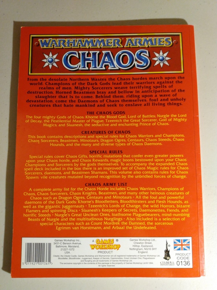 Warhammer Supplement Chaos 5th edition