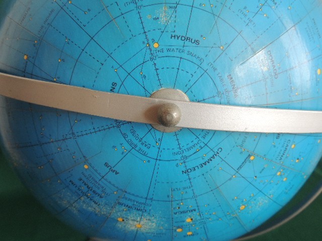 NICE 12" Apollo Celestial Globe 1971 Replogle Rotating Stars Constellations Blue