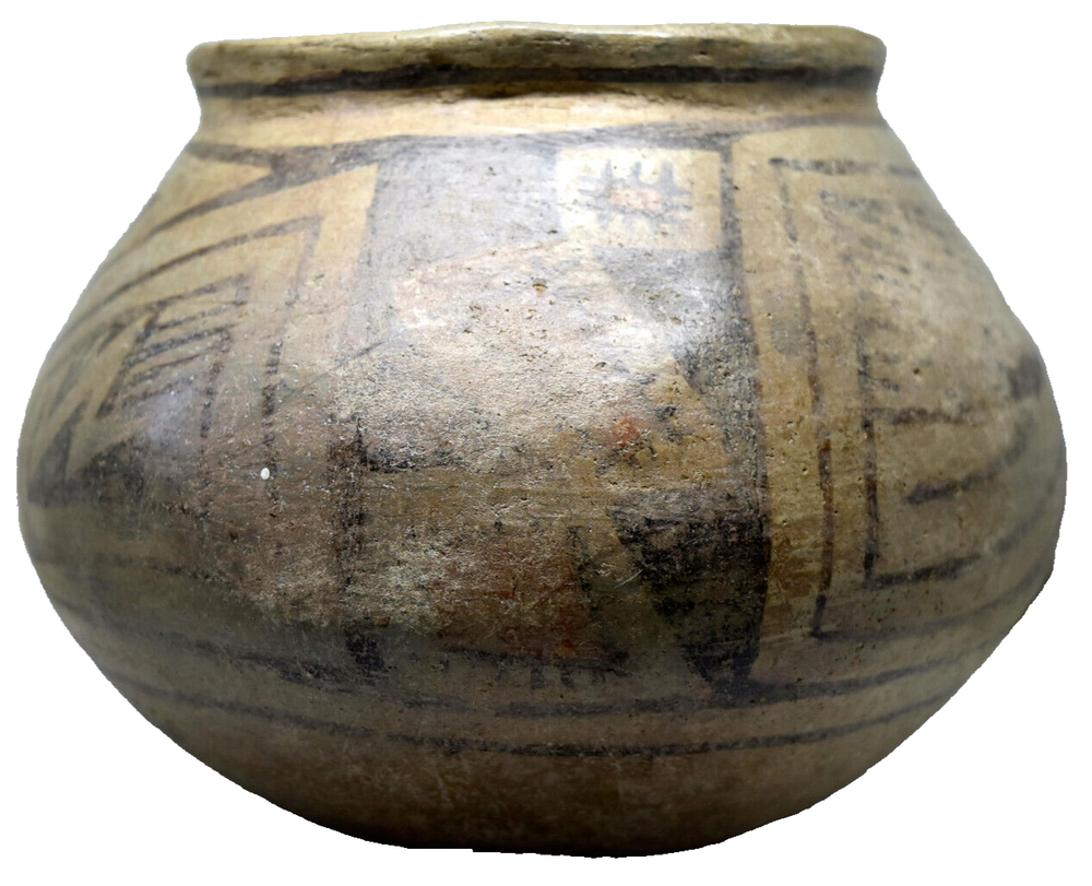 Ancient Authentic Hand Painted Native American Vessel Pottery Pot