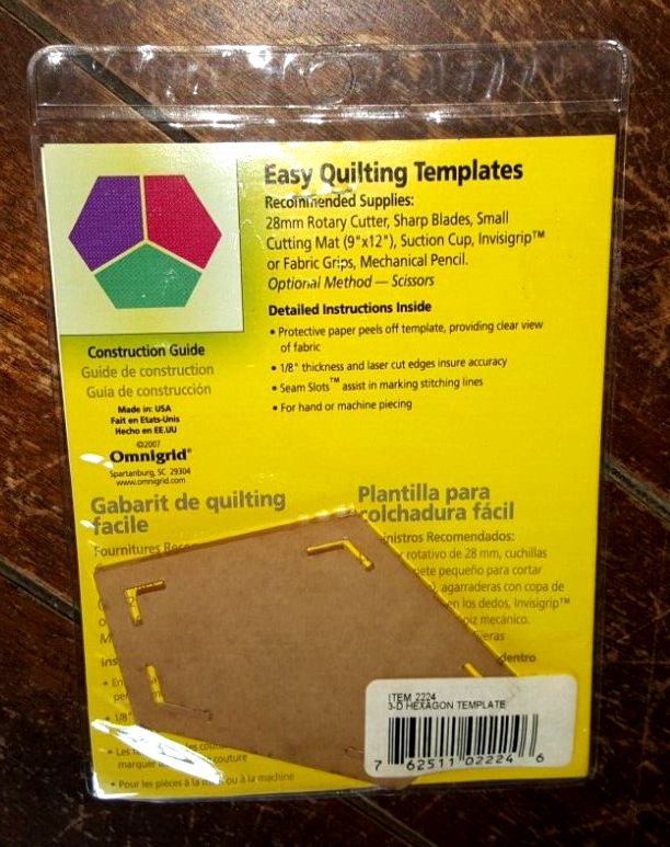 Omnigrid 3-D Hexagon Template -1 Piece- Model #2224