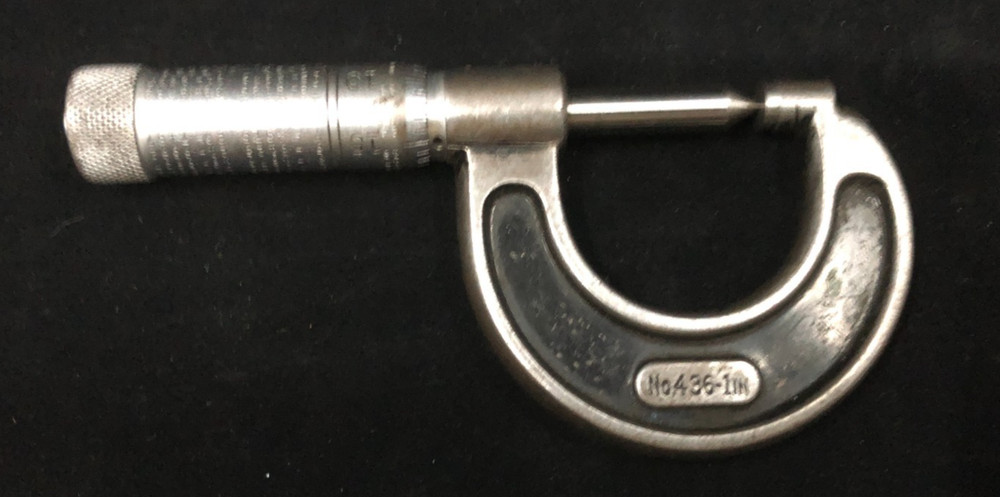 Starrett No. 436 1" micrometer - pointed spindle