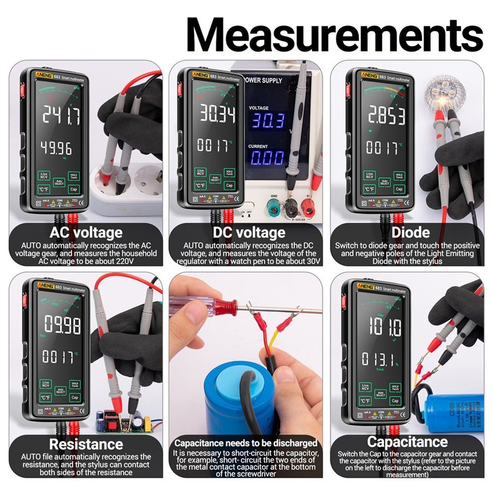 683 Multimeter High-End 6000 Counts Multimetro Test Rechargeable1770
