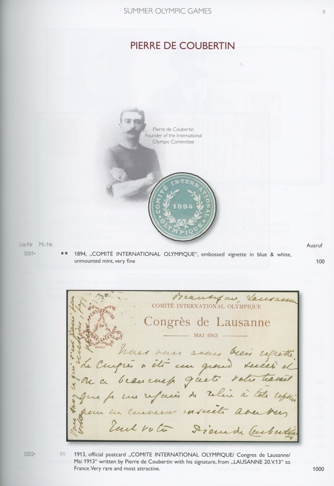 Summer Olympic Games Specialized Auction Catalog Kohler 2023