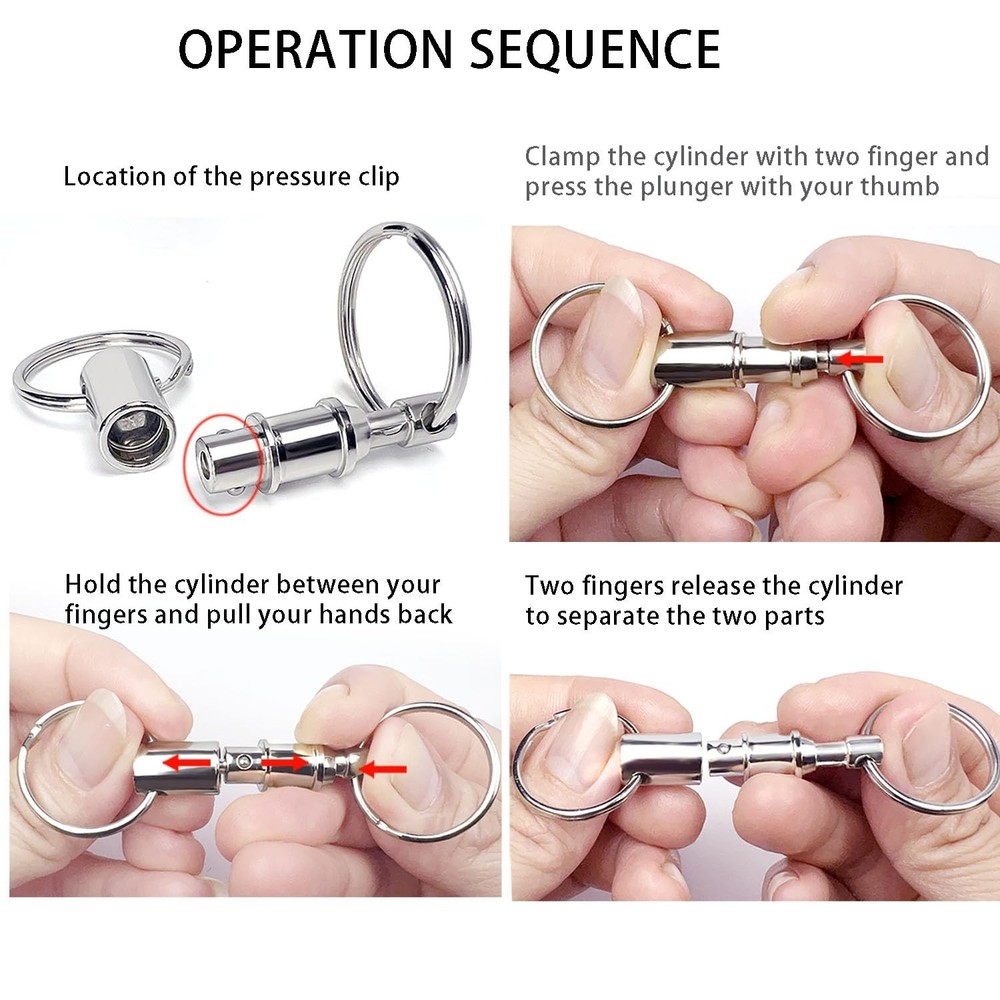 Tenalleys 4 Pack Quick Release Keychain Detachable Pull Apart Keychain Dual Pull