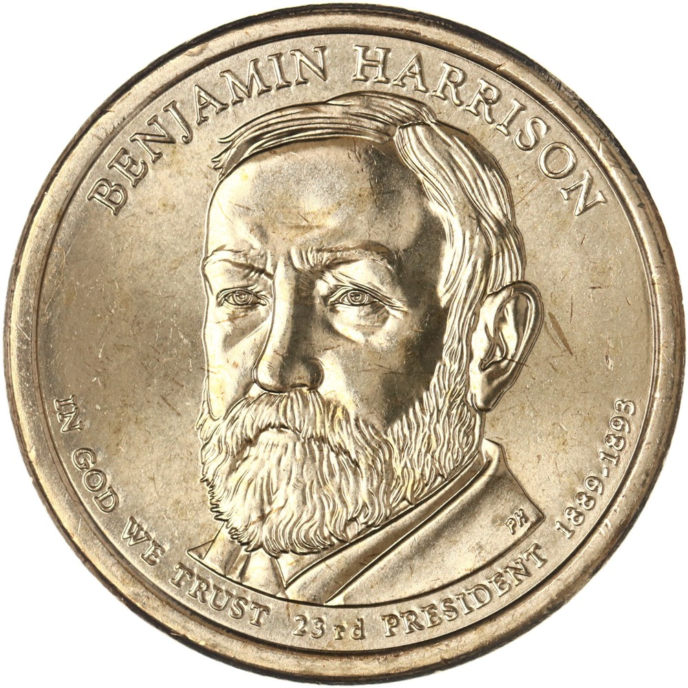 2012 D Presidential Dollar Benjamin Harrison BU Clad