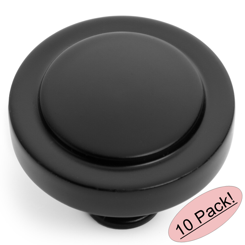 *10 Pack* Cosmas Cabinet Hardware Flat Black Round Knobs #8101FB