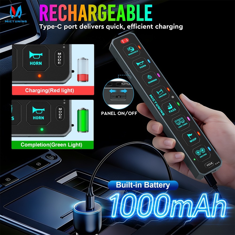 8 Gang Wireless LED Switch Panel Toggle Flash Remote Control for Boat & Vehicles