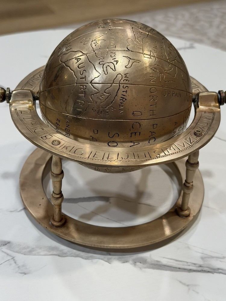Globe With World Map Full Solid Brass Victorian Era Handmade Rare Globe Antique