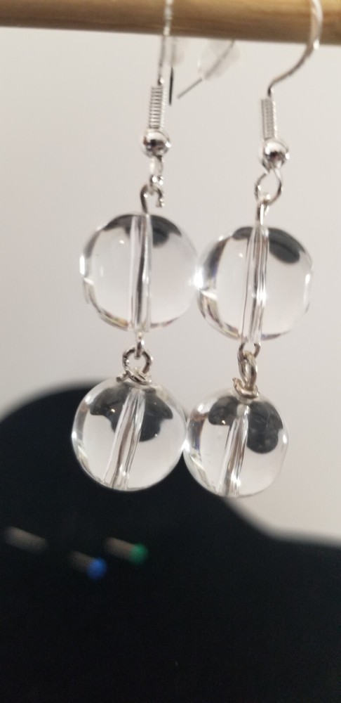 Vintage Elements Earrings made with 12mm Clear Rock Quartz dangle gem drops
