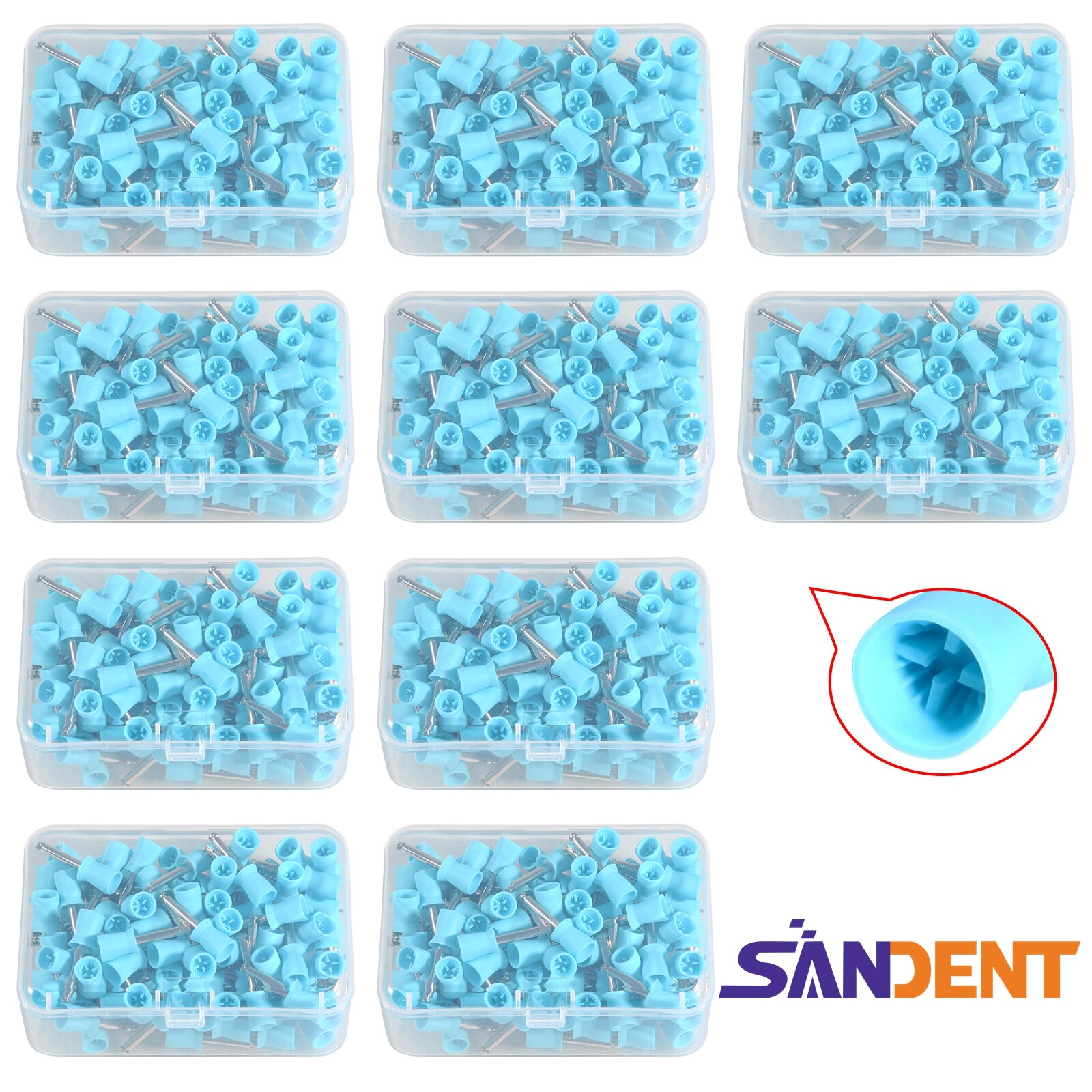 100-1000*Dental Rubber Prophy Tooth Teeth Polish Polishing Cups Latch Type Blue