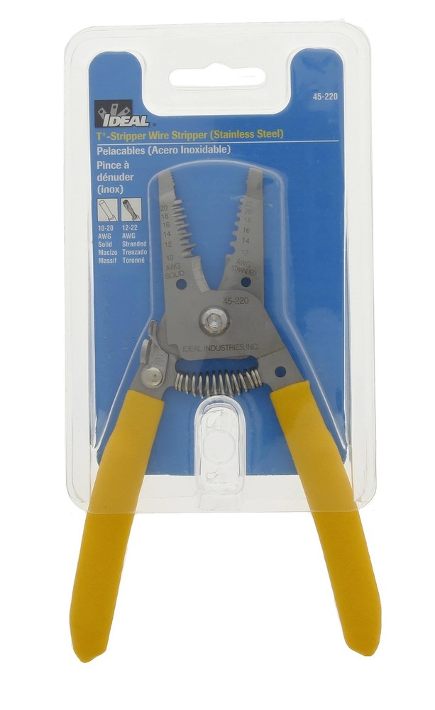 IDEAL Electrical 45-220 T-Stripper Wire Stripper, 10-20 AWG Solid, Black