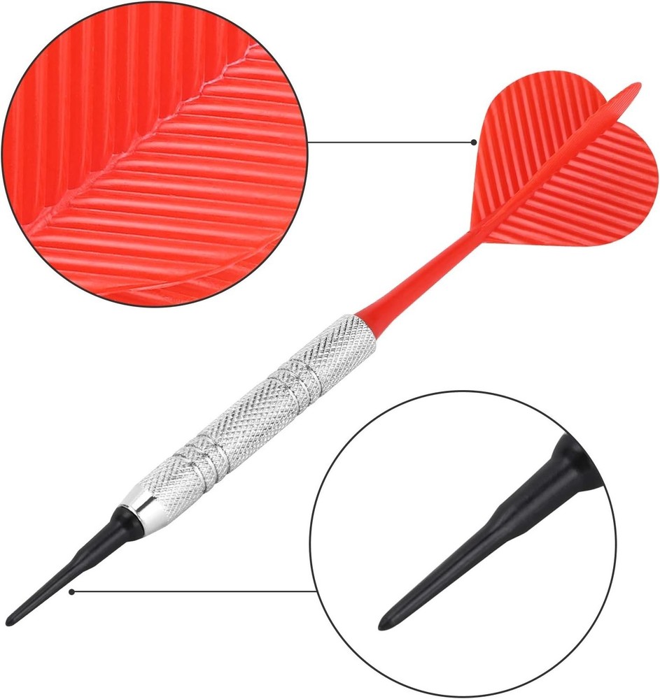 12 Pack Soft Tip Darts Set with 100 Extra 2BA Tips for Electronic Dartboards