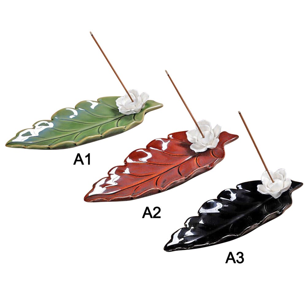 Handmade Leaf Green Ceramic Incense Holder Design