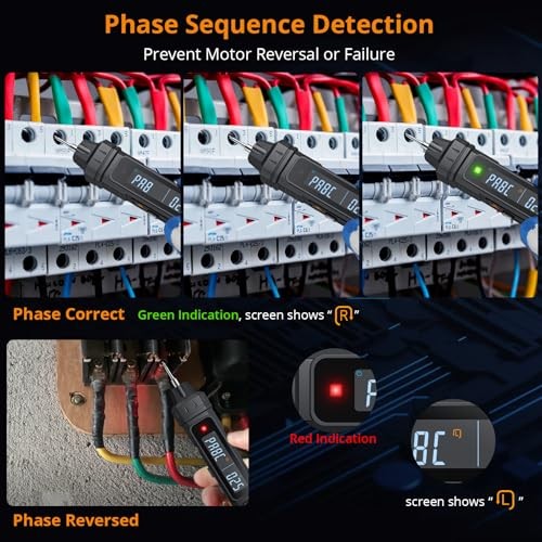 3 in 1 Pen Type Multimeter with Phase Sequence Detection 6000 Counts Digital