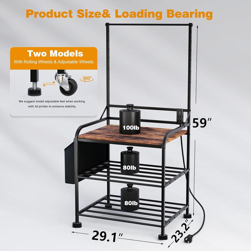 3D Printer Stand with Filaments Storage, 3D Printer Table with Storage, Heavy Du