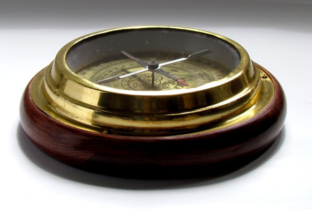 Vintage Brass/Wood Compass - Working