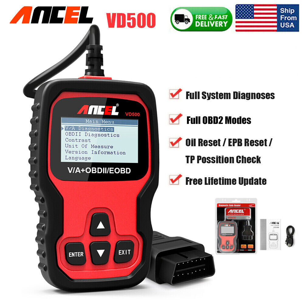 ANCEL VD500 OBD2 Scanner Code Reader Engine ABS EPB IMMO All Systems Diagnostic