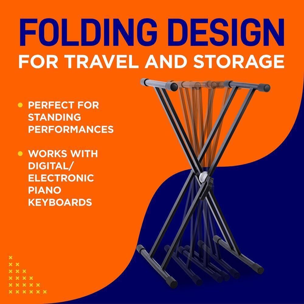 Pyle Electronic Keyboard Stand - Digital Piano Keyboard Mount Holder, Adjustable