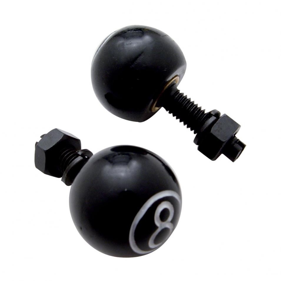 Black 8" Ball License Plate Fastener (2 Pack)
