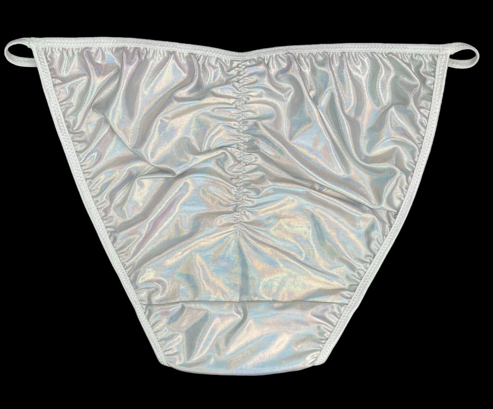 Ruched Second Skin Satin String Bikini Scrunch Butt Holographic L