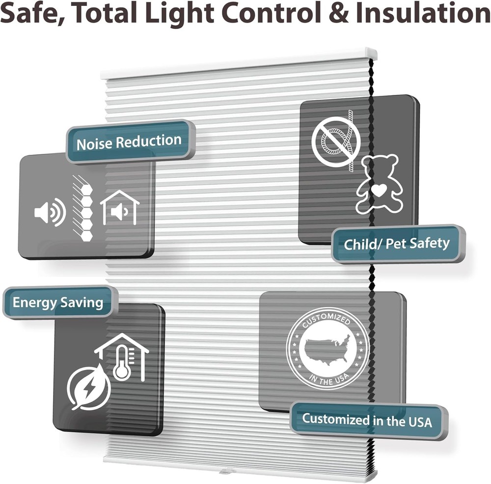 Cordless Blackout Cellular Shade - Energy Saving, Child Safe, Inside/Outside