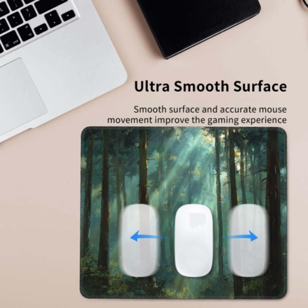 Voltique Mouse Pad Small Desk Mat, Forest Computer Mousepad with Stitched Edg...