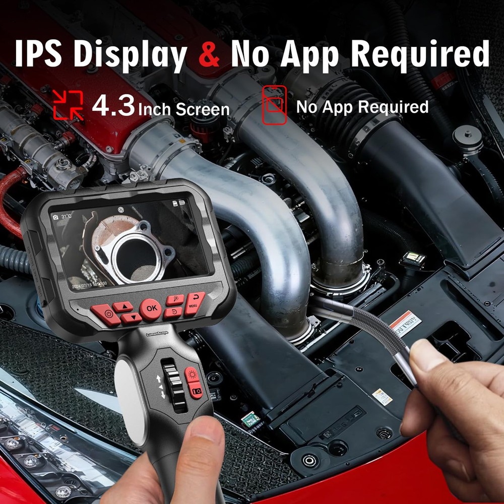 Articulating Borescope Camera with Light,Two-Way Industrial Endoscope Inspect...