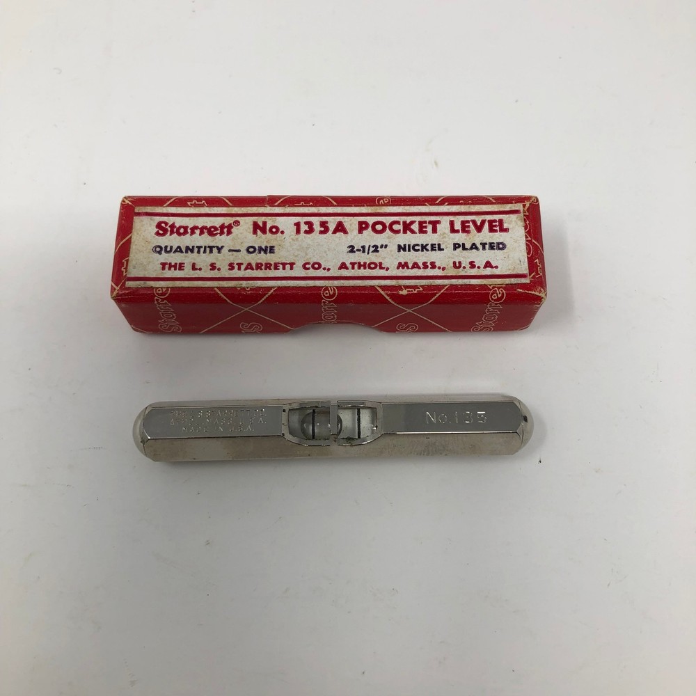 Vtg STARRETT 135A Pocket Level 2.5" Machinist Tool + Original Box