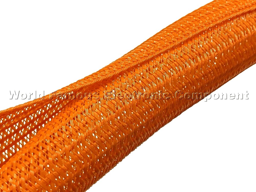 F6N1.00OR 1" Orange Split Braided Cable Sleeving , Split Loom , Wrap - USA