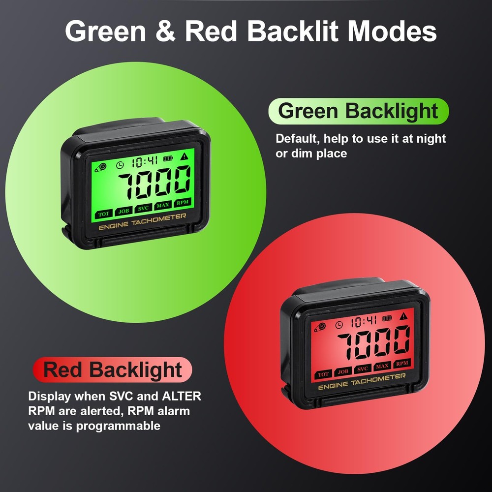 Small Engine Tachometer, Digital Tachometer Tach Gauge with Clip, Inductive H...