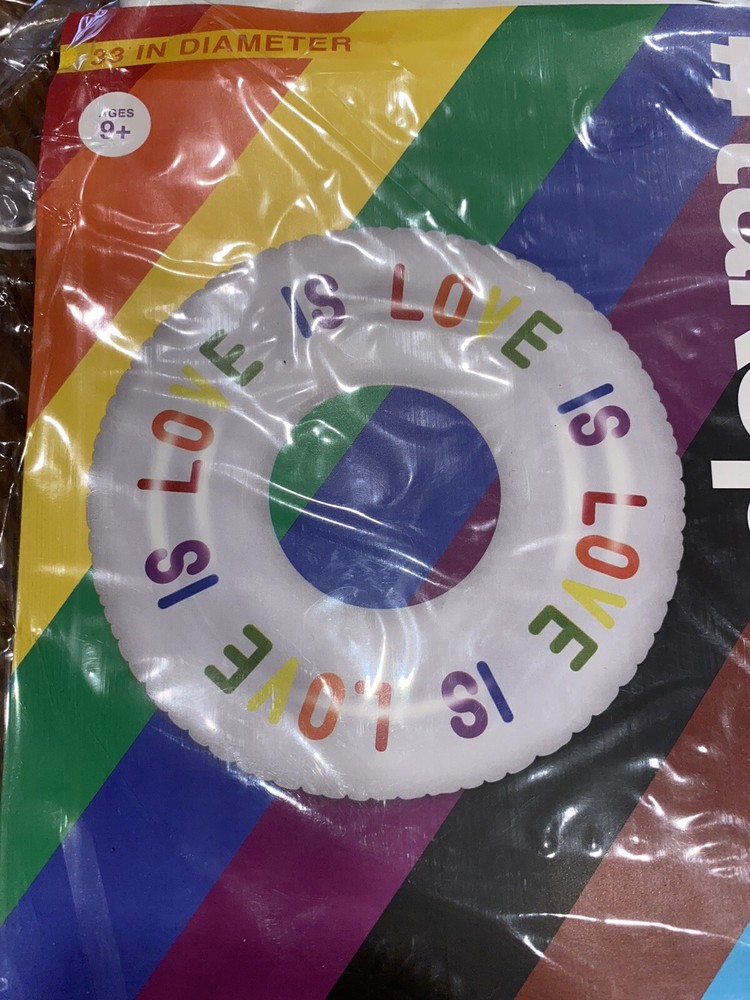 Take Pride "Love is Love" Inflatable Rainbow Pride Pool Float, 33" Diameter