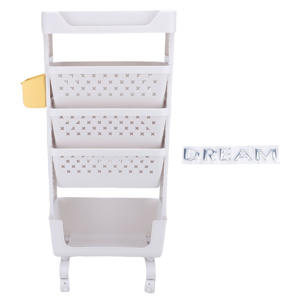 Rolling Book Cart 5 Tier PP Multi-Functional Movable Storage Book Rack Utility