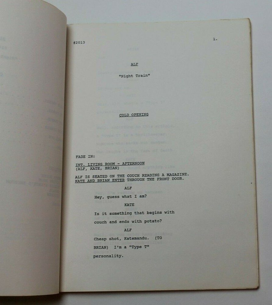 ALF / Bob Bendetson, 1987 TV Script "Night Train" Classic furry alien wiseguy