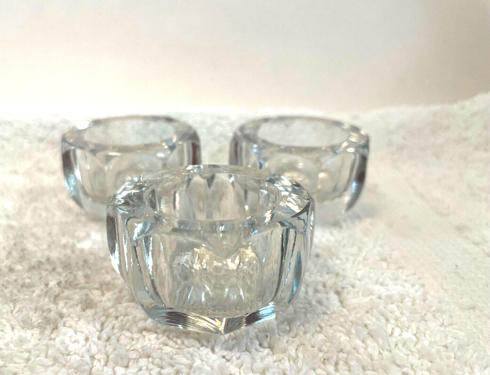 4 VTG Open Salt Cellar Plain Clear Glass As Is